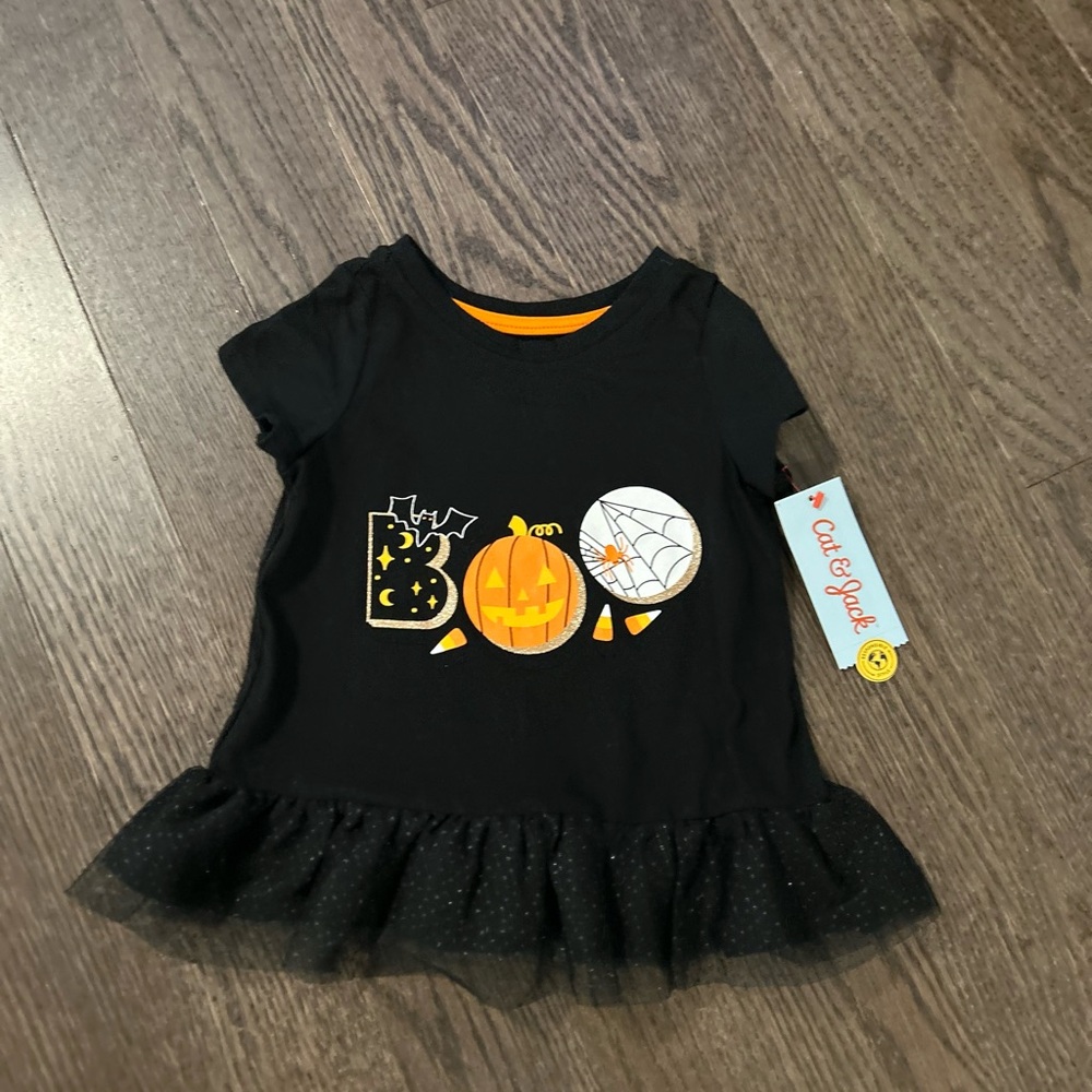 Cat & Jack Black Halloween Boo Dress